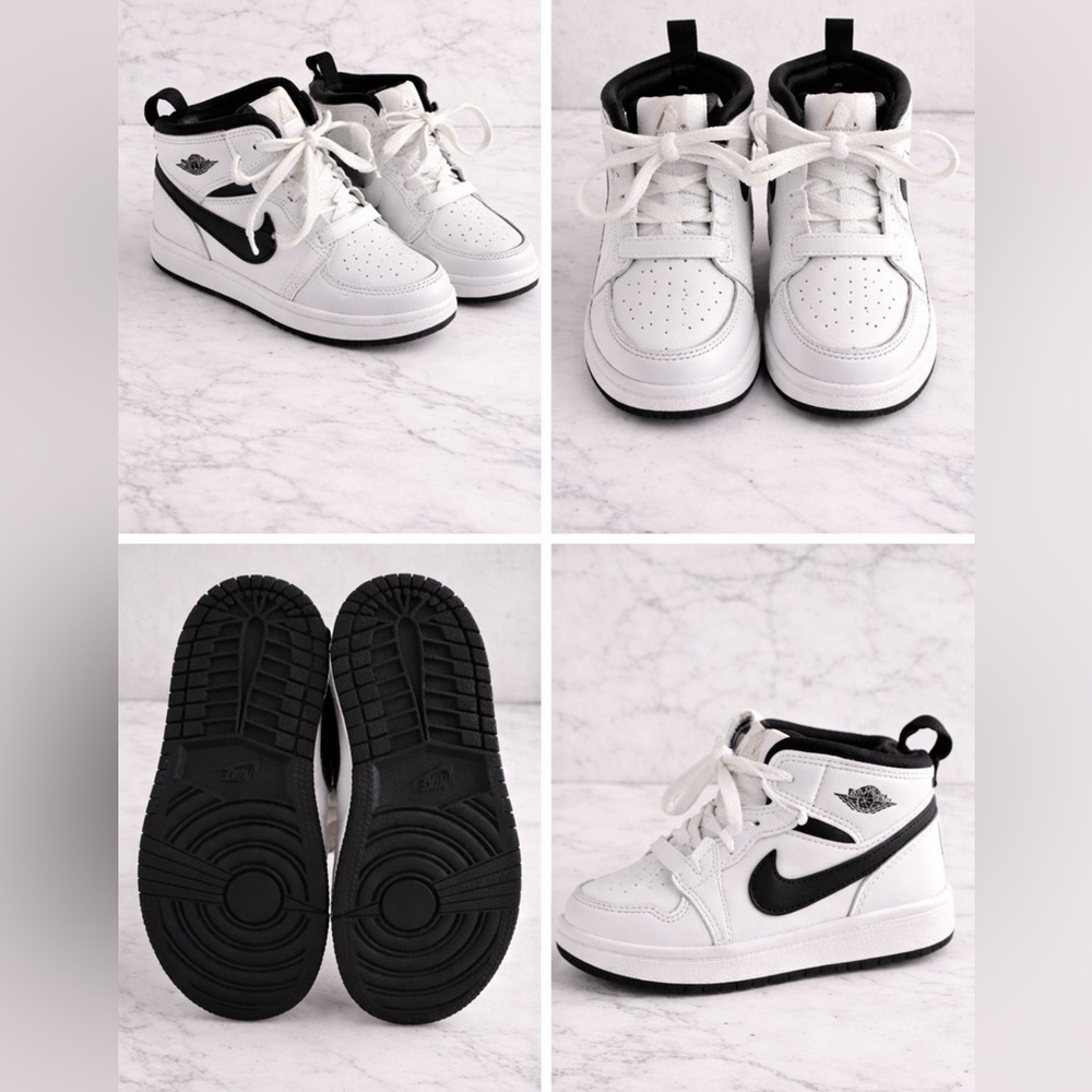 Kids air Jordan White and Black High-Top Sneakers